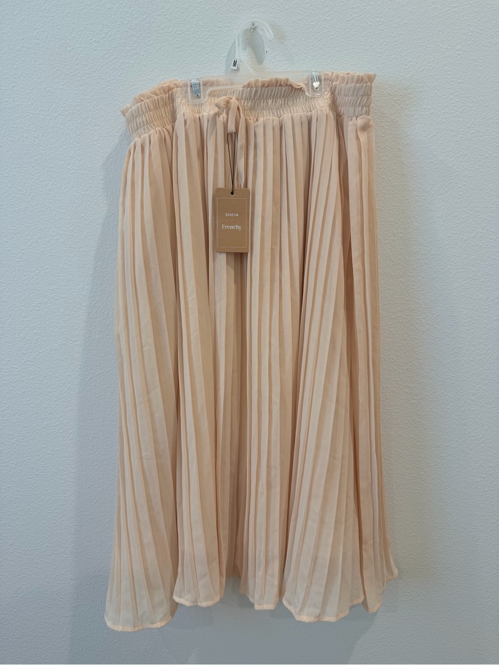 SHEIN Pleated Midi Skirt in Blush Beige